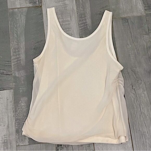 Vtg Y2K KORS Michael Kors crinkle Silk Chiffon Overlay Ivory Stretch Tank M - Picture 6 of 9